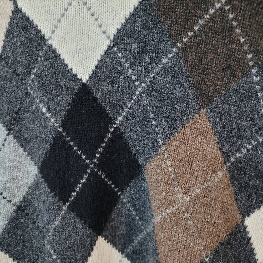 Field Gear Gray Argyle Lambswool Blend Pullover S… - image 4